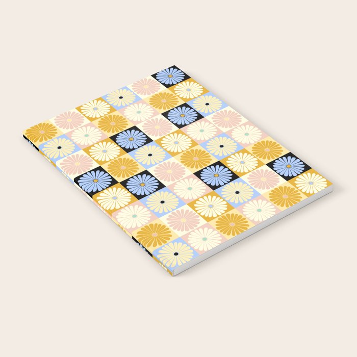 Retro Flowers Check Pattern XXVII Notebook Gallery Image 2