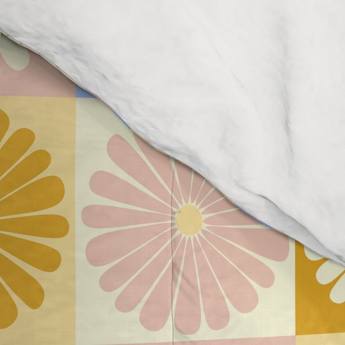 Retro Flowers Check Pattern XXVII Comforter Gallery Image 4