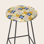 Retro Flowers Check Pattern XXVII Stool Gallery Image 2