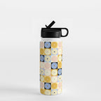 Retro Flowers Check Pattern XXVII Water Bottle Gallery Image 1