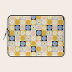 Retro Flowers Check Pattern XXVII Laptop Sleeve Gallery Image 1