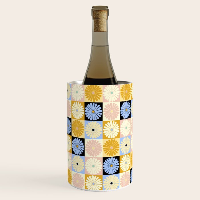 Retro Flowers Check Pattern XXVII Wine Chiller Gallery Image 3