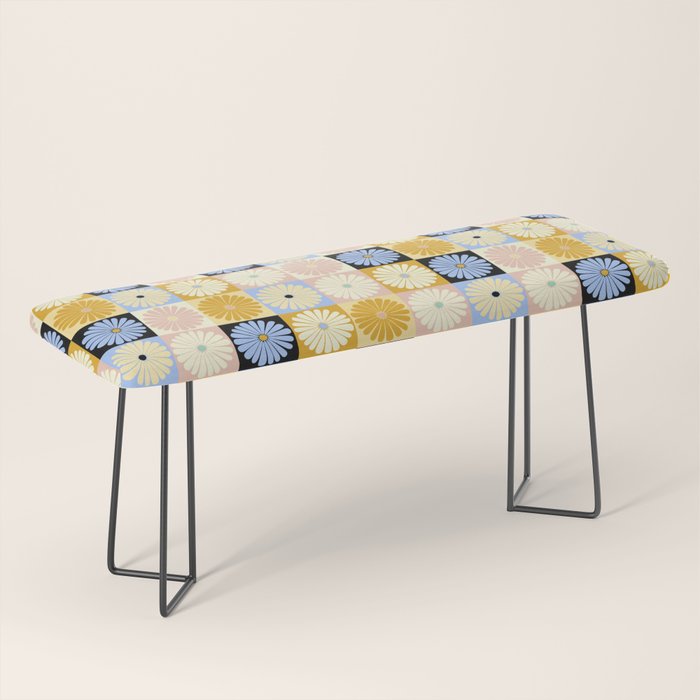 Retro Flowers Check Pattern XXVII Bench Gallery Image 1