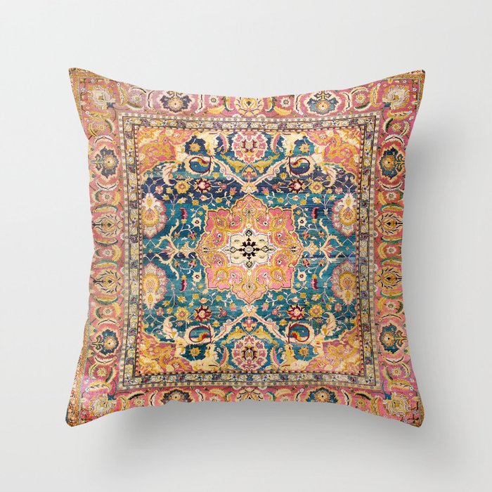 Amritsar Punjab North Indian Rug Print Throw Pillow Gallery Image 1