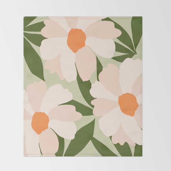 Freya's flower - greenery Throw Blanket Gallery Image 2