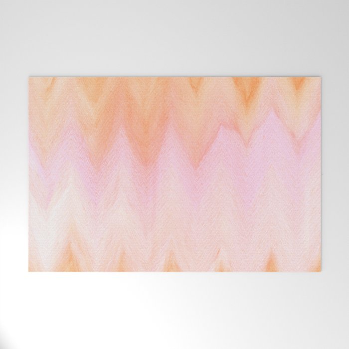 Blush pink orange watercolor hand painted ombre ikat Welcome Mat Gallery Image 1