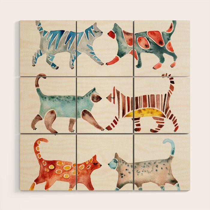Cat Collection: Watercolor Wood Wall Art Gallery Image 1