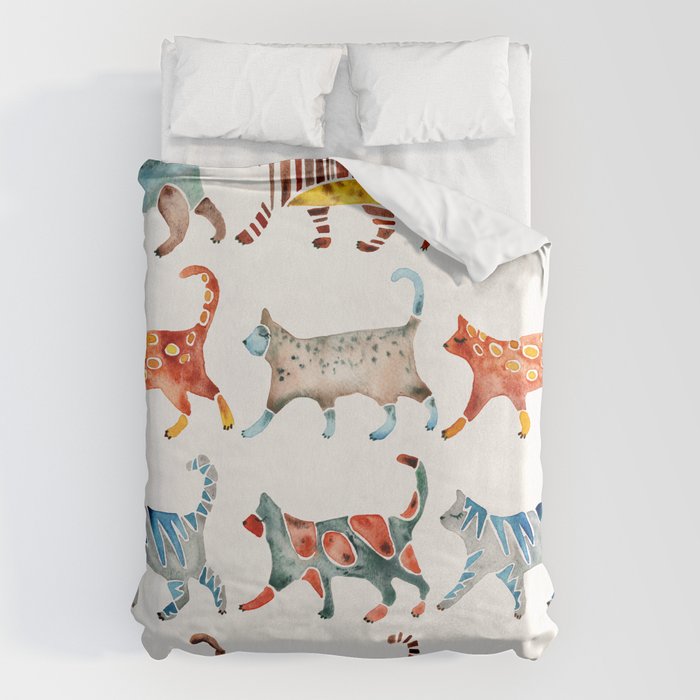 Cat Collection: Watercolor Duvet Cover Gallery Image 1