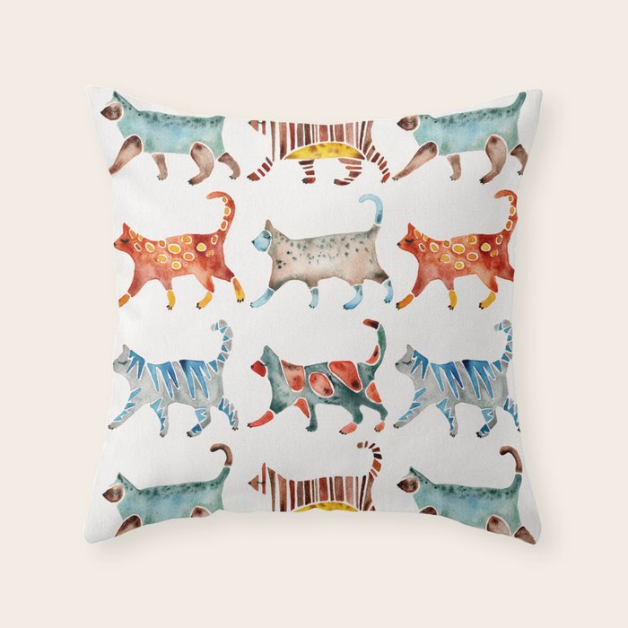 Cat Collection: Watercolor Throw Pillow Gallery Image 1