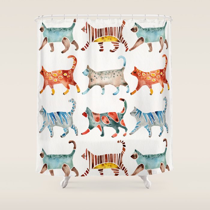 Cat Collection: Watercolor Shower Curtain Gallery Image 1