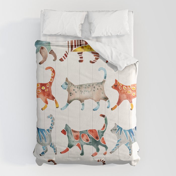 Cat Collection: Watercolor Comforter Gallery Image 6