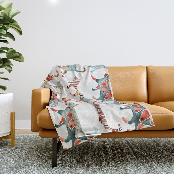 Cat Collection: Watercolor Throw Blanket Gallery Image 1