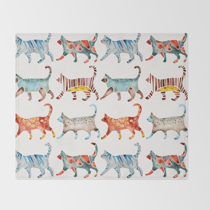 Cat Collection: Watercolor Throw Blanket Gallery Image 2