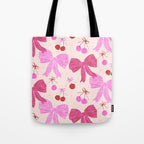 Striped Bows with Cherries  Tote Bag Gallery Image 1