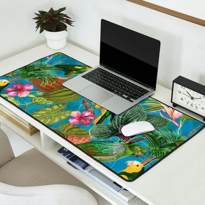 Vintage & Shabby Chic - Hot Exotic Tropical Birds Jungle Desk Mat Gallery Image 2