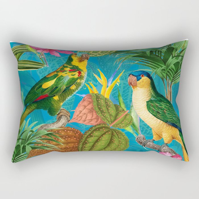 Vintage & Shabby Chic - Hot Exotic Tropical Birds Jungle Rectangular Pillow Gallery Image 2