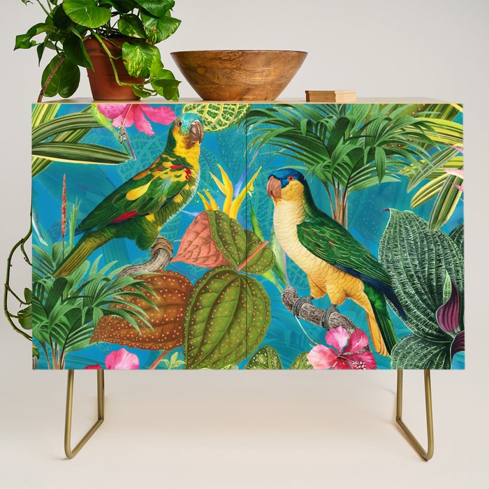 Vintage & Shabby Chic - Hot Exotic Tropical Birds Jungle Credenza Gallery Image 1