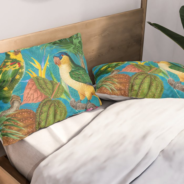 Vintage & Shabby Chic - Hot Exotic Tropical Birds Jungle Pillow Sham Gallery Image 2