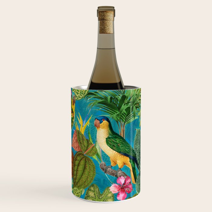 Vintage & Shabby Chic - Hot Exotic Tropical Birds Jungle Wine Chiller Gallery Image 1