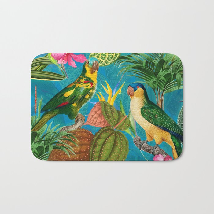 Vintage & Shabby Chic - Hot Exotic Tropical Birds Jungle Bath Mat Gallery Image 1