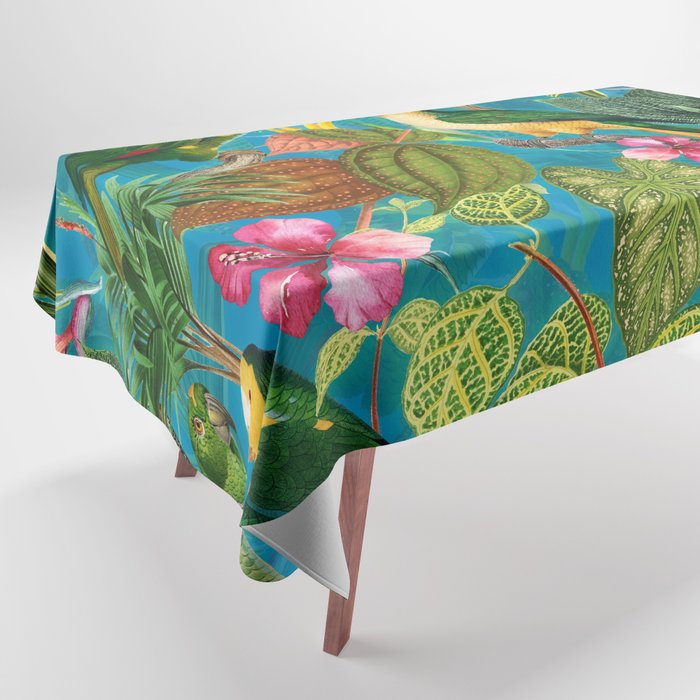 Vintage & Shabby Chic - Hot Exotic Tropical Birds Jungle Tablecloth Gallery Image 1
