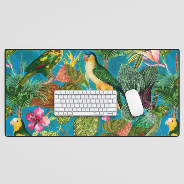 Vintage & Shabby Chic - Hot Exotic Tropical Birds Jungle Desk Mat Gallery Image 1