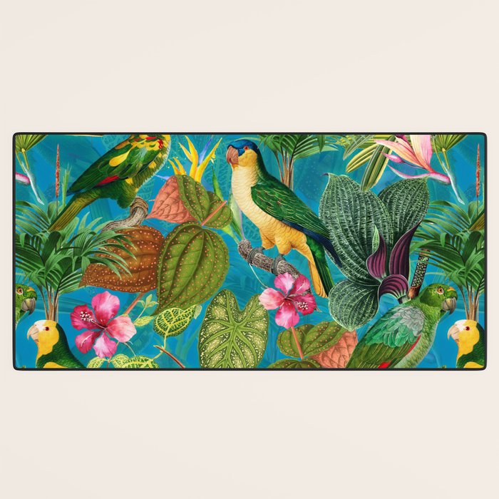 Vintage & Shabby Chic - Hot Exotic Tropical Birds Jungle Desk Mat Gallery Image 3