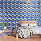 Electric Blues Fun Colorful Mid Century Modern Abstract Painting Shapes Pattern Wallpaper Gallery Image 3
