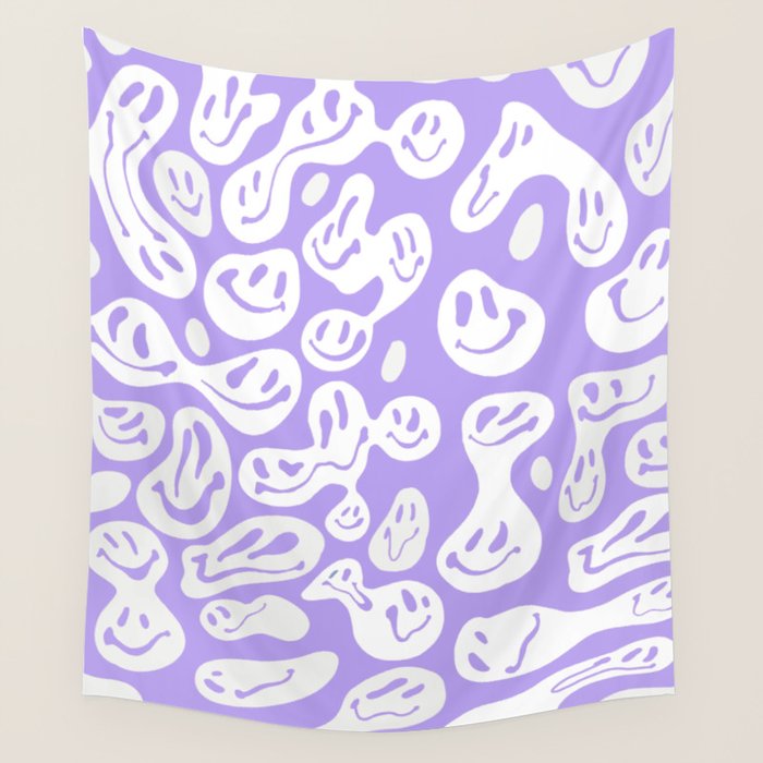 Pastel Purple Dripping Smiley Wall Tapestry Gallery Image 4
