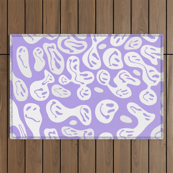 Pastel Purple Dripping Smiley Outdoor Rug Gallery Image 1