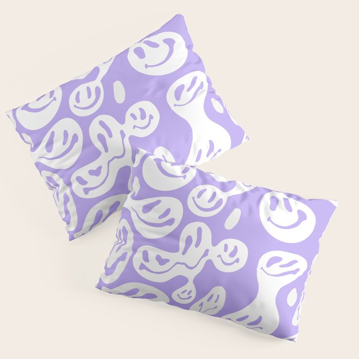 Pastel Purple Dripping Smiley Pillow Sham Gallery Image 1