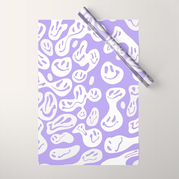 Pastel Purple Dripping Smiley Wrapping Paper Gallery Image 1