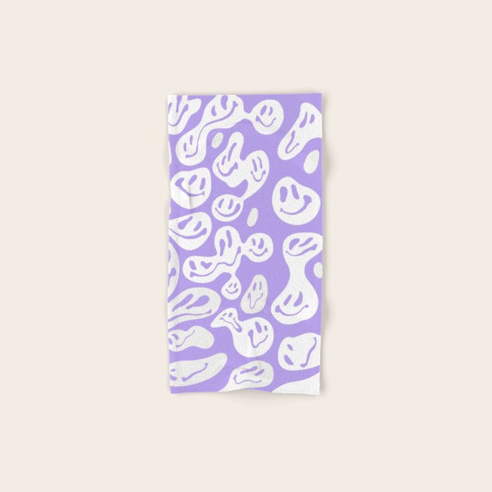 Pastel Purple Dripping Smiley Bath Towel Gallery Image 1