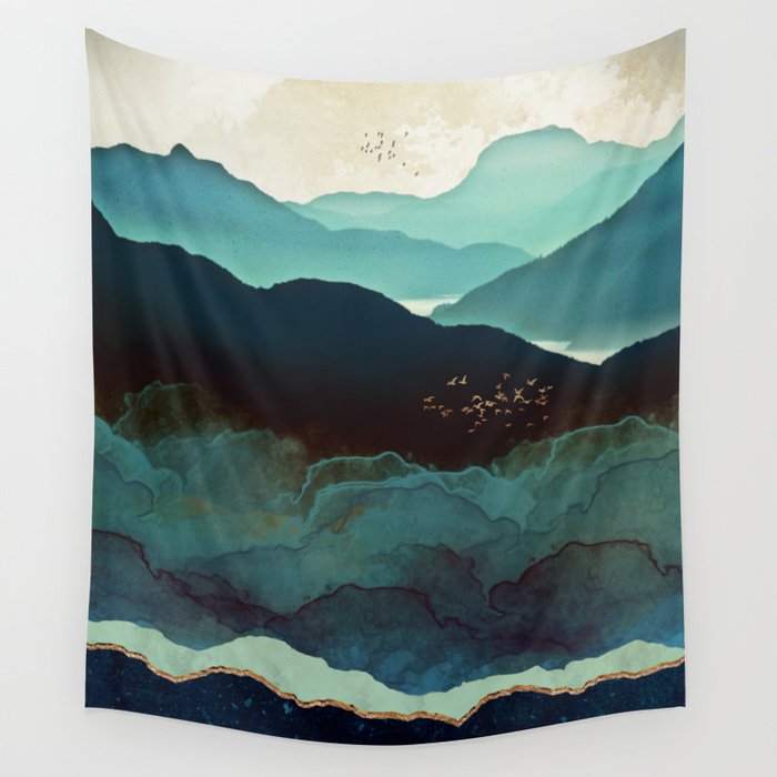 Indigo Mountains Wall Tapestry Gallery Image 1