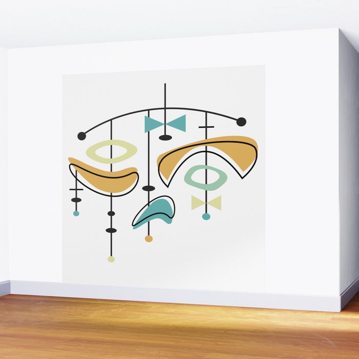 Mid Century Modern Abstract Atomic Age Wall Mural Gallery Image 2