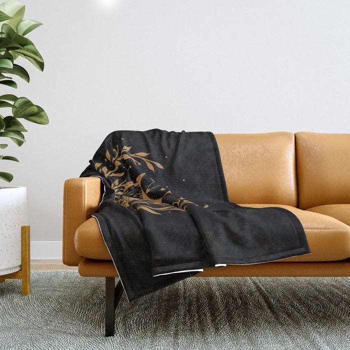 Owl Moon - Gold Throw Blanket Gallery Image 1