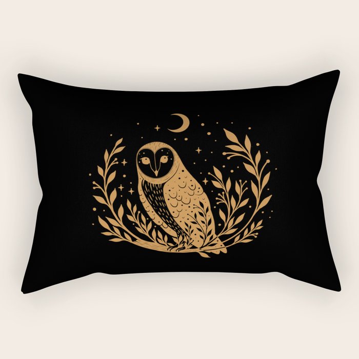 Owl Moon - Gold Rectangular Pillow Gallery Image 1