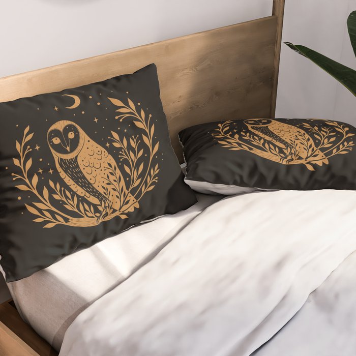 Owl Moon - Gold Pillow Sham Gallery Image 2