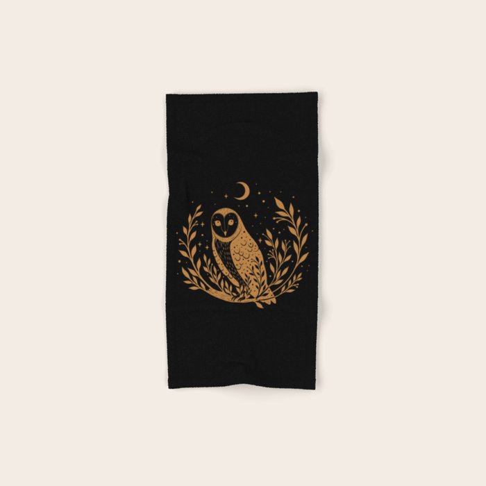 Owl Moon - Gold Bath Towel Gallery Image 1