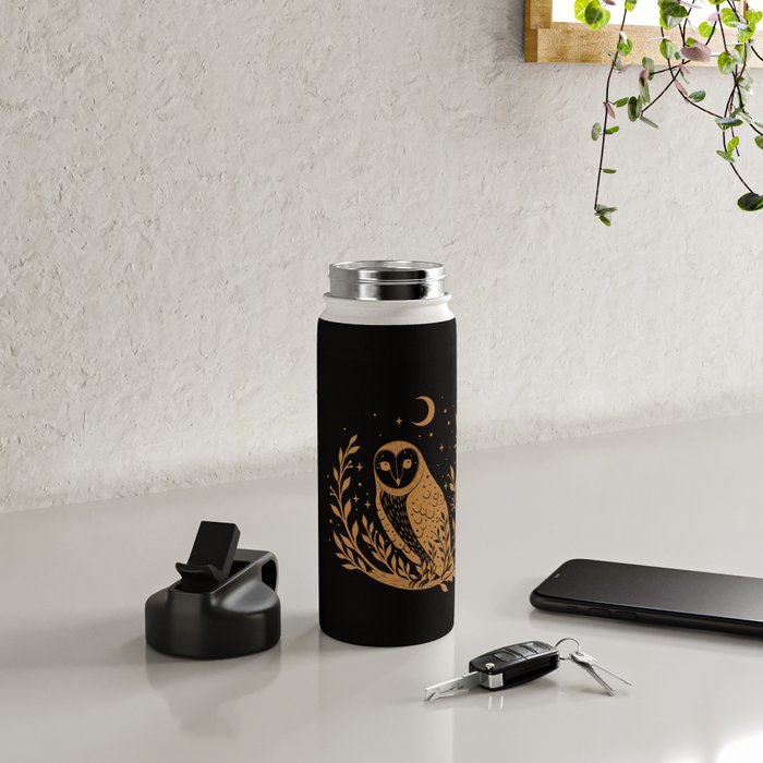 Owl Moon - Gold Water Bottle Gallery Image 4