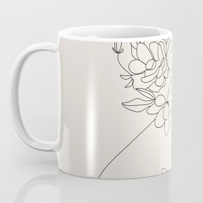 Woman with Flowers Minimal Line III Coffee Mug Gallery Image 3