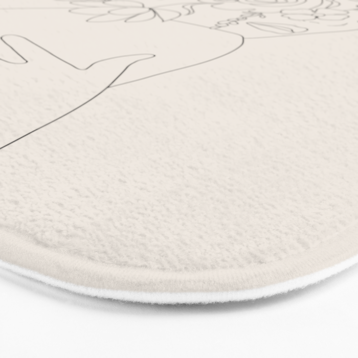 Woman with Flowers Minimal Line III Bath Mat Gallery Image 3