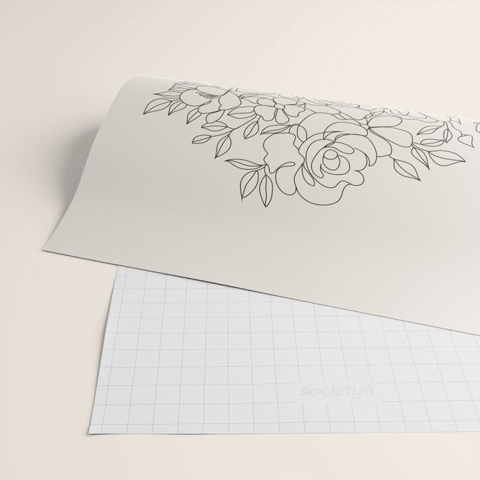 Woman with Flowers Minimal Line III Wrapping Paper Gallery Image 2