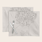 Woman with Flowers Minimal Line III Placemat Gallery Image 1