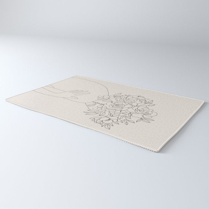 Woman with Flowers Minimal Line III Rug Gallery Image 3