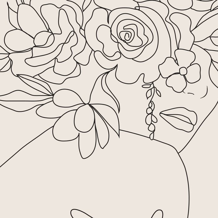 Woman with Flowers Minimal Line III Coffee Mug Gallery Image 2