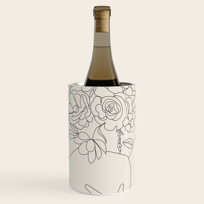 Woman with Flowers Minimal Line III Wine Chiller Gallery Image 1