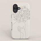 Woman with Flowers Minimal Line III iPhone Case Gallery Image 1