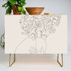 Woman with Flowers Minimal Line III Credenza Gallery Image 1