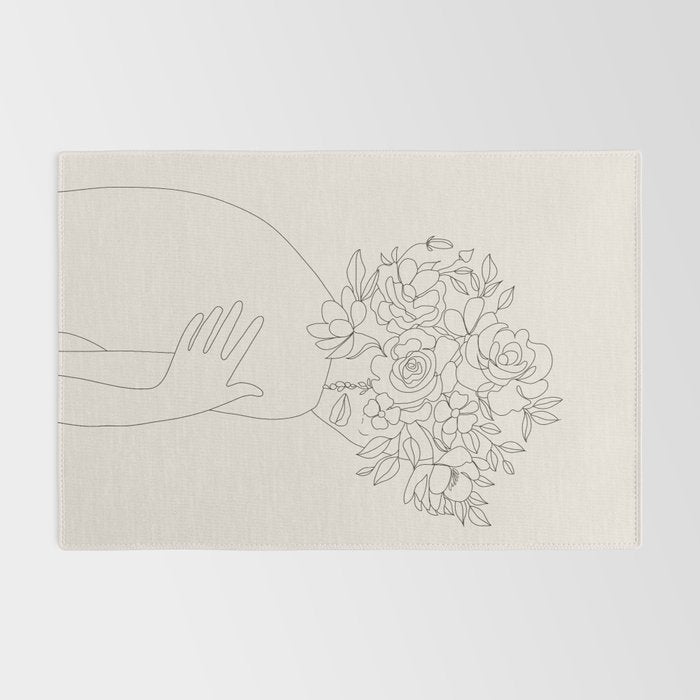 Woman with Flowers Minimal Line III Rug Gallery Image 2
